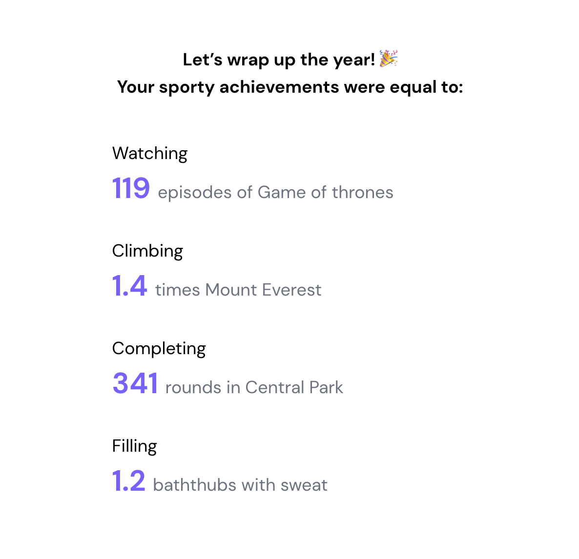 Fun statistics to compare your activities with
